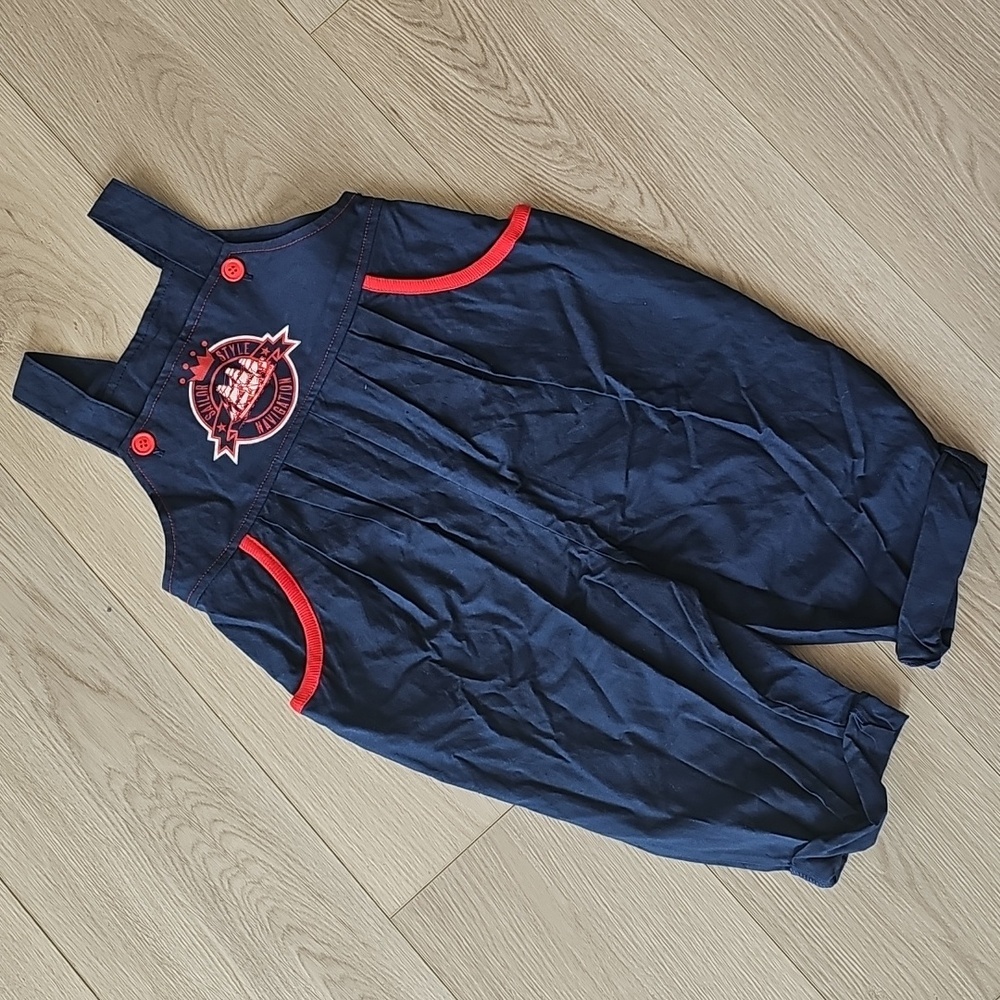 Vintage Sailor Navy‎ Blue Bubble Overalls, 24 Months